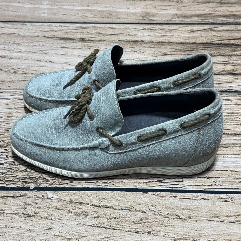 Calto Elevator Boat Shoes Mens 11 Gray Suede Loafers S1101 Height Increasing